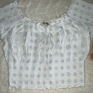 White,off the shoulder crop top size Large